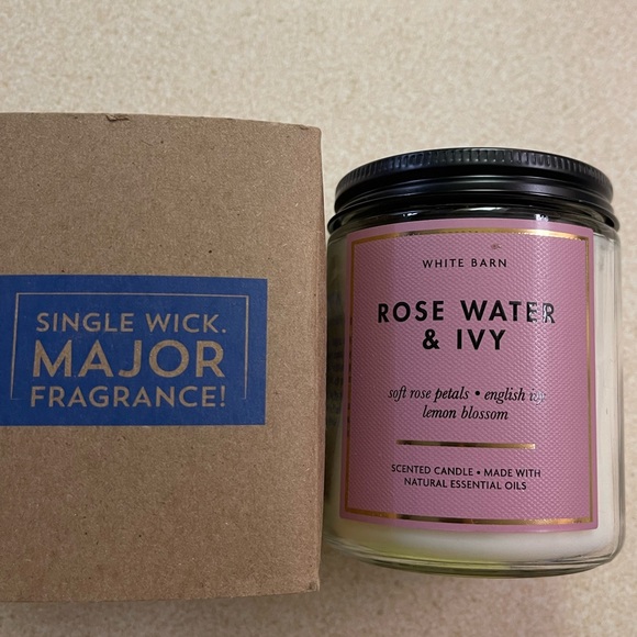 NWT Bath & Body Works Single Wick Candle ROSE WATER & IVY - Picture 1 of 3